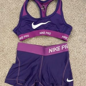 Girls Nike Pro Sports Bra and Short Set